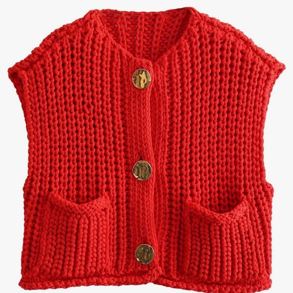 NWOT Chunky Knit Crop Sweater Vest - Picture 8 of 8